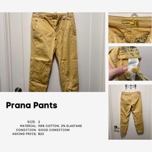 PrAna Mustard Yellow Chino Pants